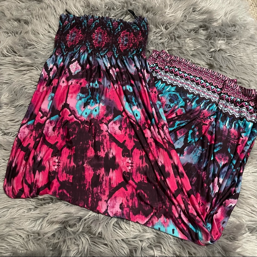 Rue 21 Multi Color Print Strapless Maxi Dress